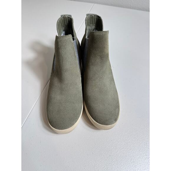 Sorel Out N About slip on wedge bootie stone green waterproof suede leather 7.5 - Picture 2 of 8